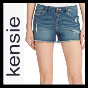 KENSIE High Rise Distressed Shorts
